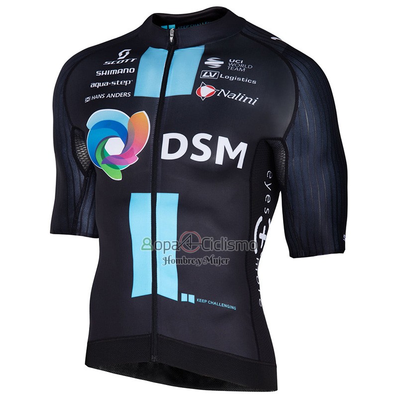 Team DSM Firmenich Ropa Ciclismo Culotte Corto 2023 Mangas Cortas APagado Azul